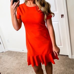 Bright Coral Ruffled Dress